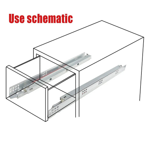 Schematic of 21 Inch Undermount Drawer Slides 6 Pack Full Extension Soft Close Concealed Runners with Screws Silver Finish