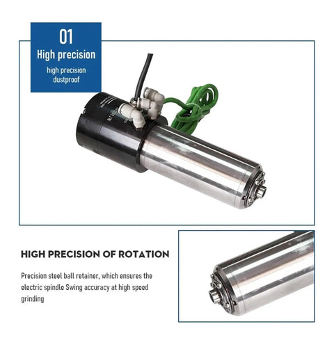Close-up view of Straight Shooting Water Cooled Drilling Spindle Motor At 60000 Rpm, highlighting precision steel ball retainer.