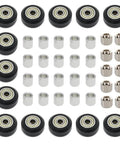Top view of POM Big Pulley Wheel Kit with 13 pulleys, 10 hex eccentric columns, and 20 round columns for Ender 3 CR10 3D printers.