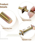 10 Pack M8x100mm Countertop Connector Bolts with adjustable length, durable alloy steel, easy to assemble fasteners