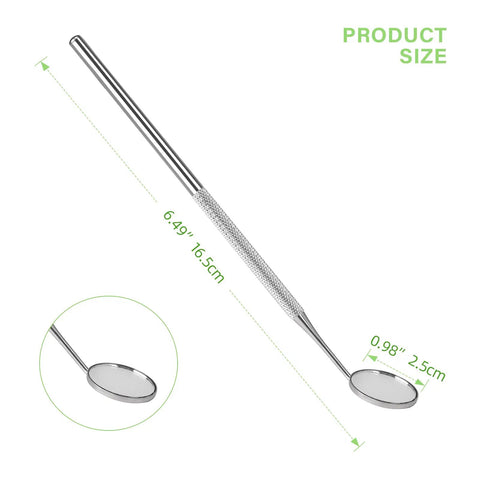 Stainless Steel Dental Mirror With Handle 6.5 Inch Angled 45 Degree Must Have Pro Grade Tool For Teeth Cleaning Plaque Check