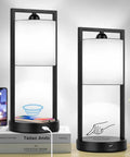 Modern White Table Lamps Set Of 2 With Touch Control, 3 Way Dimming, USB Charging Port And Wireless Charging Pad