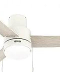52 Inch Brunner Matte White Low Profile Ceiling Fan With LED Light Kit And Pull Chain, Whisper Quiet 3 Speed Motor, Reversible