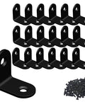Black L Shaped Corner Brackets 1x1x0.6 Inch Small Angle Braces with screws for wood furniture, set of 20, stainless steel
