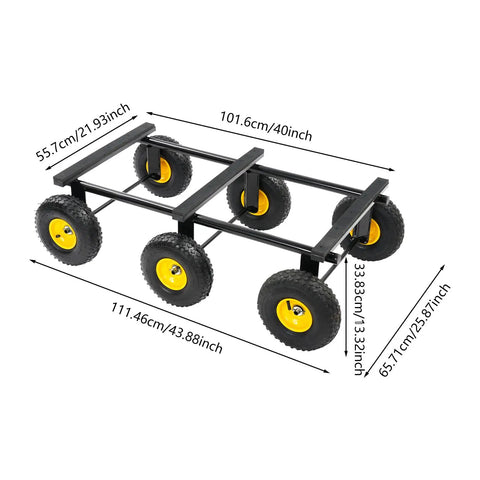 Totally Savage Six Wheel All Terrain Furniture Dolly With 1200 Pound Capacity Built Like A Tank For Heavy Duty Moving Rugged Carbon Steel Frame And Rock Solid Rubber Wheels For Easy Move On Carpet Tile Floors And Bumpy Concrete Ground, 43.88in x 25.87in