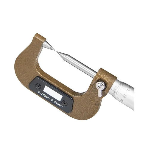 Compact Double Tip Mechanical Micrometer For Straight Up Accurate Outer Diameter Groove Keyway Measurement 0 To 25 Mm Range with precision tips.