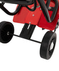 Wheels and lower frame of 52cc Gas Powered Tiller Cultivator for Backyard Garden and Lawn, Tiny But Mighty Mini Rototiller Hand Push Rotary