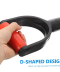 Hand holding 2 Pack D Shaped Shovel Handle Replacement Grip For Gardening Durable Plastic No Slip Palm Friendly Comfort Fit
