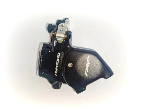 Front view of generic C711 Hy/Rd cable-actuated hydraulic disc brake caliper, black, flat-mount