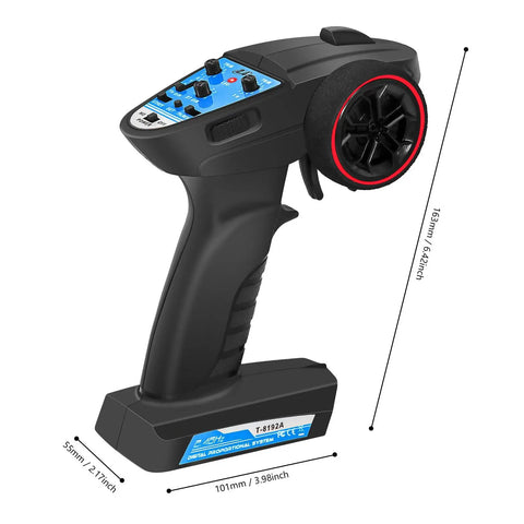 2 In 1 ESC And Receiver Combo With 2.4G Transmitter For Axial SCX24 RC Car, showing black handheld unit with red trim.