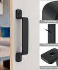 Four Pack Sliding Barn Door Handles Built To Last Heavy Duty Black Gate Pull Handles 7.3 Inch Long With 16 Cm Hole Center