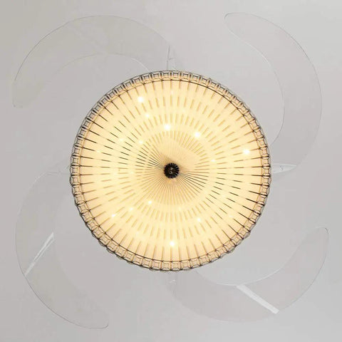 Crystal Ceiling Fan Lights With Remote Retractable Blades 42-Inch Black Chandelier Ceiling Fan viewed from below