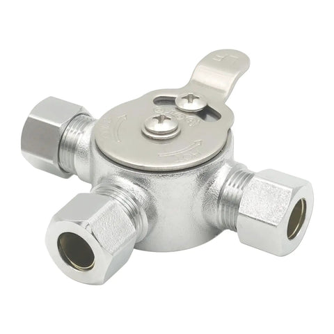 Mechanical Water Mixing Valve With Three Eighths Inch Compression Fittings On Inlet And Outlet, Brass Construction