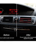 Before and after dashboard with 20 Piece Bendable Car Air Vent Decoration Strips, Waterproof Red Trim For Vent Outlets installed.