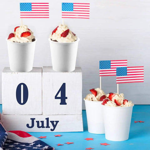 4 Oz Espresso Shot Cups Set 300 Pack White Mini Paper Cups For Coffee Tasting And Drink Samples with July 4th decor