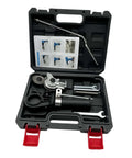 Metal Nibbler Drill Attachment Double Head For Sheet Metal Cutting in plastic box with accessories.