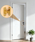 Premium Gold Aluminum Flip Gate Latch Set installed on a wooden door, showcasing secure placement and sturdy design.