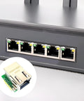 Image of W5500 Ethernet Networking Module For Microcontrollers With SPI Connectivity Eight Socket Support in use with multiple ports visible.