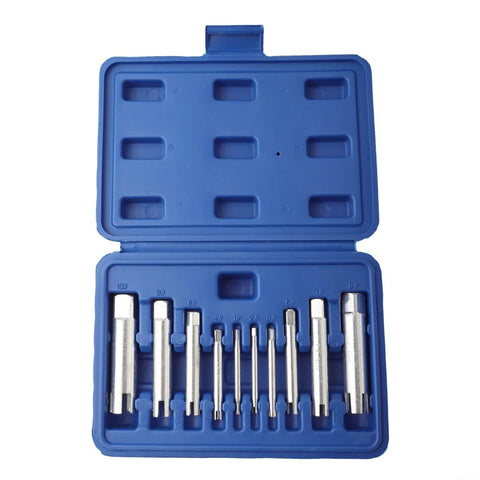 Rock Solid 10 Piece Broken Screw Extractor Kit For Stripped Damaged Bolts M3 To M22 Galvanized Steel Tap Removal Tool Set With Cool 3 And 4 Claw Design Perfect For Home DIY Projects And Serious Auto Repairs Today blue case with 10 extractor sizes