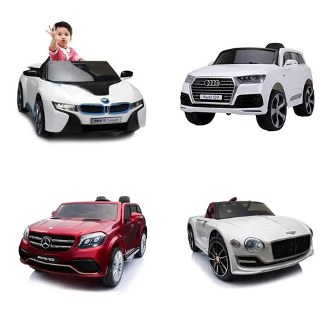 Various kids' ride-on toy cars including SUV models, showcasing the use of a 12V Battery Charger For Kids Ride On Cars Like Wrangler SUV Toys.