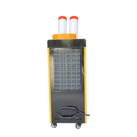Straight Up Powerhouse Dual Hose Portable Air Conditioner And Commercial Grade Heater, front view with dual exhaust hoses.