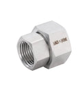 Stainless Steel Garden Hose Adapter Set Three Quarter Inch GHT Female To One Half Inch NPT Female Quick Swivel Connectors 304 Stainless Corrosion Resistant Outdoor Watering Fittings Pack Of Two, close-up