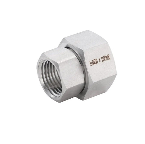 Stainless Steel Garden Hose Adapter Set Three Quarter Inch GHT Female To One Half Inch NPT Female Quick Swivel Connectors 304 Stainless Corrosion Resistant Outdoor Watering Fittings Pack Of Two, close-up