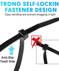 Close-up of Heavy Duty Nylon Zip Ties 600 Pack Assorted Sizes 8 Inch 12 Inch 14 Inch 18 Inch With 100Lb Tensile Strength UV Resistant