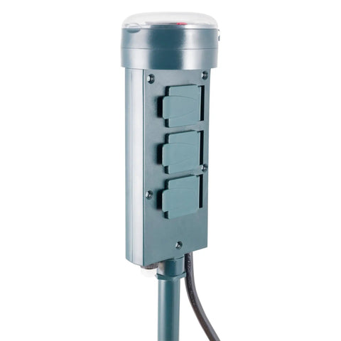 Rad 6 Outlet Outdoor Mechanical Stake Timer featuring kickass heavy duty construction and weather resistant covers with cord.