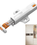 Beefy Push to Open Cabinet Latches for Doors and Drawers, non magnetic RV and home kitchen storage, close-up detail and use case.
