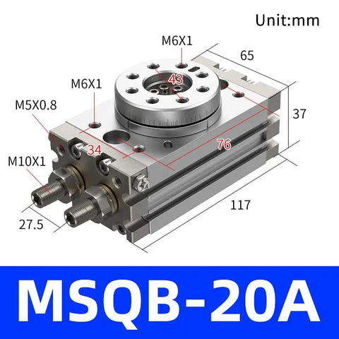 MSQB 180 Degree Pneumatic Rotary Actuator Cylinder With Magnetic Double-Acting Rack and Pinion Air Cylinder MSQB-20A dimensions