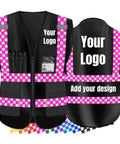 Keep Your Day Crew Looking Fly And Ready For The Grind This High Visibility Reflective Work Vest custom design with pink checkered trim.
