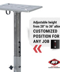 Adjustable Bench Grinder and Vise Stand With 28 to 36 Inch Height Pre Drilled Mounting Slots 12 by 10 Inch Steel Top That Reduces Vibration and Breakage Independent Work Surface for Your Grinder Heavy Duty Construction
