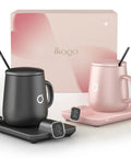 Level Up Your Morning Vibe This Smart Mug Warmer Game Changer Keeps Your Daily Brew Piping Hot With Precision Temp Control 15 Oz Ceramic Mugs Lids And Spoons Simple Cord Setup. Two ceramic mugs with lids on a warmer.
