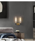 Clear Crystal LED Wall Sconces Brass for Parlor Dining Bedroom Wall Lights E14 Bulb Modern Lamp Indoor Decor, two light design