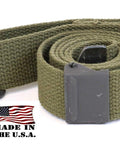 Green Web Sling For M1 Garand USGI Pattern Two Point OD Cotton Made In USA With Parkerized Steel Hardware 1.25 Inch Wide