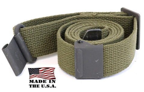Green Web Sling For M1 Garand USGI Pattern Two Point OD Cotton Made In USA With Parkerized Steel Hardware 1.25 Inch Wide