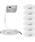 6 Inch LED Round Adjustable Recessed Light With 5-CCT Selectable Color Temp, 15W 1350 Lumens, IC Rated Airtight, White Finish