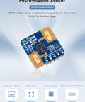 Human Micro Motion Detection MmWave Sensor 24GHz Radar With FMCW Technology Compact Module Built In MCU And UART Config For Easy No Fuss Integration And Accurate Sensing Of Moving Or Standing People. 20x20mm PCB with 24GHz radar and UART pins