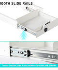Sleek Under Desk Drawer With Biometric Fingerprint Lock Smooth Metal Slide Tray No Key Hassle Secret Stash For Laptops Paper Everyday Carry In Crisp White, focus on smooth slide rail mechanism.