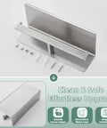 Double Toilet Paper Holder With Shelf In 304 Stainless Steel Brushed Nickel Finish, showing installation hardware and design features.