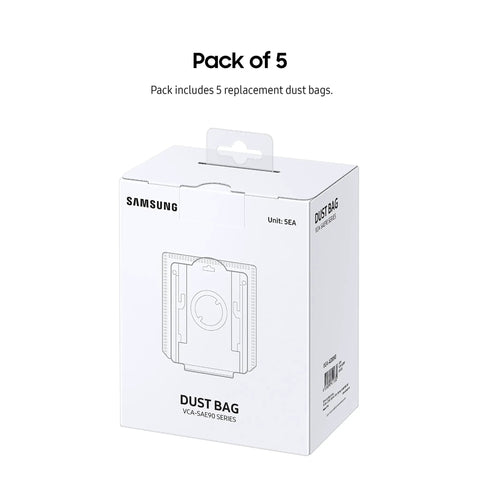 Packaging for Replacement Dust Bags Pack Of 5 For Jet Stick Cordless Vacuum Cleaners With Clean Station No Mess Auto Empty System