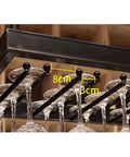 Red Wall Mounted Wine Glass Holder With High Legged Hanging Bracket And Adjustable Suspension Rod holding glasses