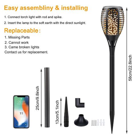 Lit Upgraded Solar Flame Lights Outdoor 3 Options Solar Torch Waterproof Dancing Flame Post Lights For Garden Pathway Yard Auto On Off Dusk To Dawn Sensor 8 Pack
