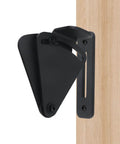 Built Tough Heavy Duty Barn Door Lock Hardware Kit Black Steel Sliding Privacy Latch installed on wooden door