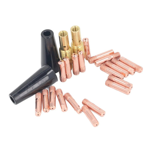24 Pcs MIG Welding Gun Consumables Kit For FY 15AK With Copper Tips Nozzles And Diffusers Replacement Parts Complete Accessory Set