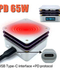 65W Mini Hot Plate Soldering Station for SMD Rework and Desoldering with glowing heating surface and USB-C connector