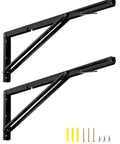 Heavy Duty 24 Inch Folding Shelf Brackets Two Pack Wall Mounted Table Lifts with hardware for compact rooms and workbenches.