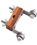 Heavy Duty Chisel Sharpening Guide Rock Solid Honing Jig, metallic and wood construction, adjustable clamps for tool holding.