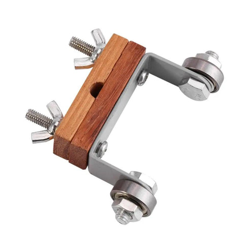 Heavy Duty Chisel Sharpening Guide Rock Solid Honing Jig, metallic and wood construction, adjustable clamps for tool holding.